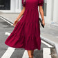 Boho Women's Dress with Puffed Sleeves, Gathered Design, Breathable Fabric, Available in Multiple Colors-5