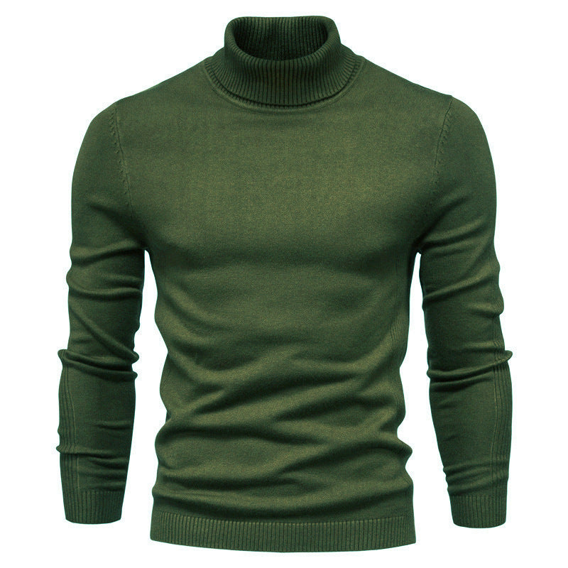 Plush Men's Turtleneck Sweater - Slim Fit Viscose Winter
