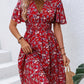Feminine Boho Summer Dress with V-Neck and Flutter Sleeves, Lightweight Breathable Fabric, Available in Black and Red-4