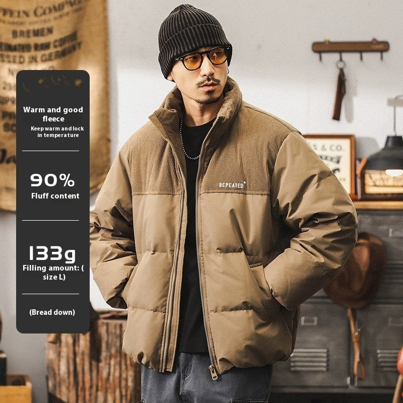 Mens Insulating Puffer Jacket - Corduroy Yoke, Duck Down