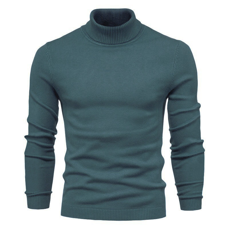 Plush Men's Turtleneck Sweater - Slim Fit Viscose Winter