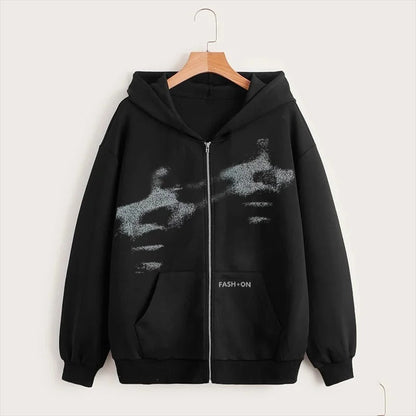Unisex Oversized Zip Hoodie - Boxy Zip Front, Cotton