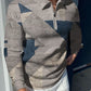 Plush Textured Men's Polo Sweater - Patterned Knit, Cotton