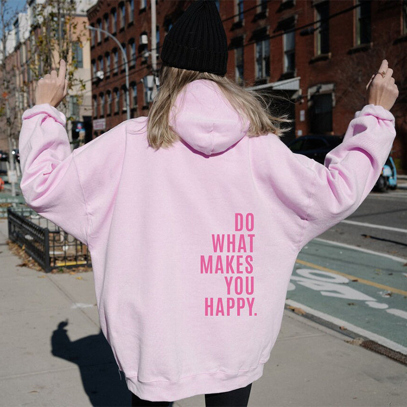 Women's Oversized Hoodie - Loose Back Print, Polyester
