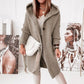 Plush Relaxed Women’s Hooded Cardigan - Long Ribbed Knit