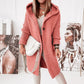 Plush Relaxed Women’s Hooded Cardigan - Long Ribbed Knit