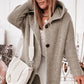 Plush Relaxed Women’s Hooded Cardigan - Long Ribbed Knit