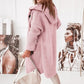 Plush Relaxed Women’s Hooded Cardigan - Long Ribbed Knit