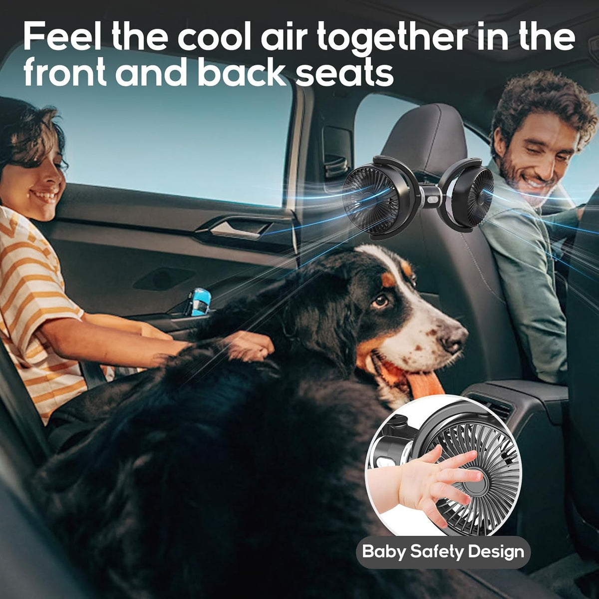 Backseat2025 Edition Car Fans for Pets Dual Cooling With Flexible Airflow Keeps Dogs Calm Summer Travel