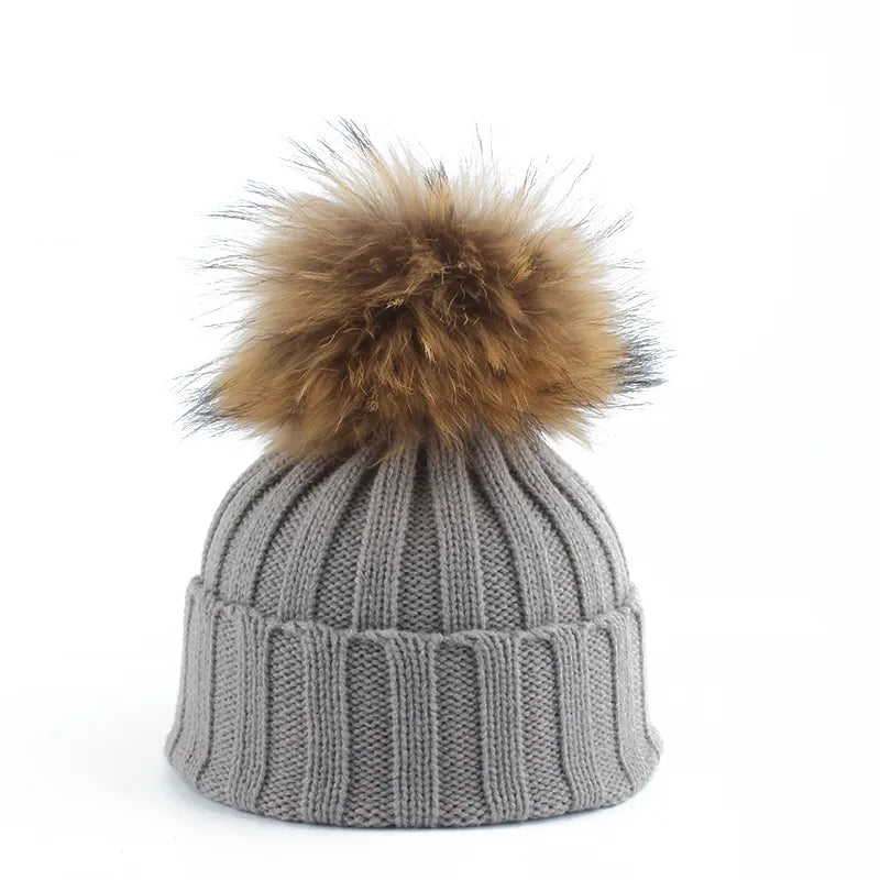 Women's Warm Beanie - Chunky Ribbed, Cotton Blend, Winter