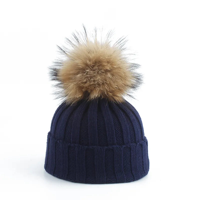 Women's Warm Beanie - Chunky Ribbed, Cotton Blend, Winter