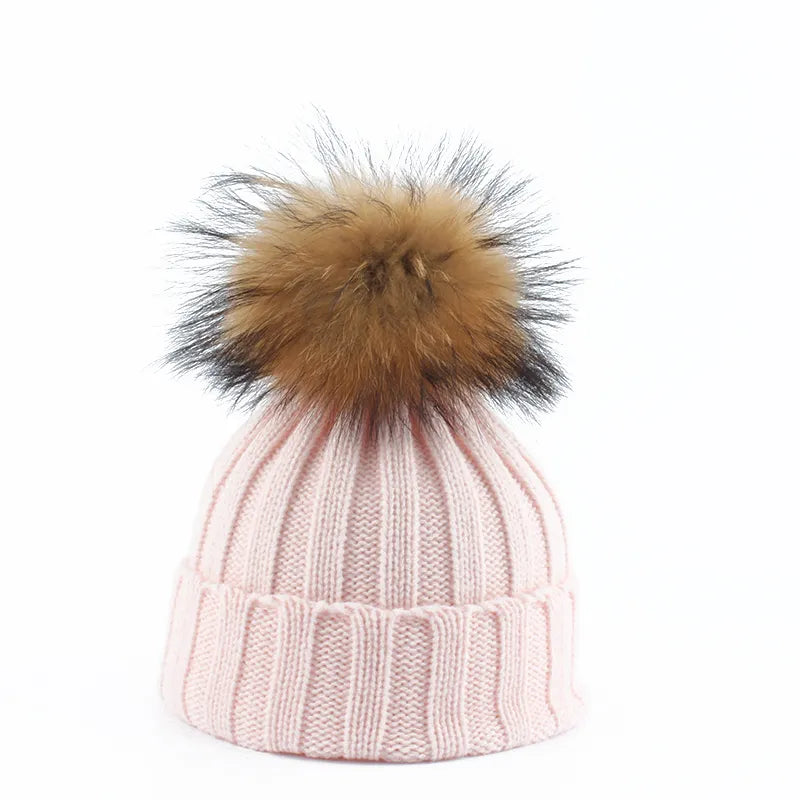 Women's Warm Beanie - Chunky Ribbed, Cotton Blend, Winter