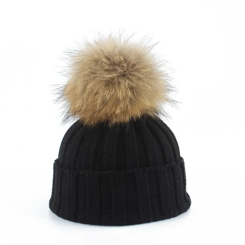 Women's Warm Beanie - Chunky Ribbed, Cotton Blend, Winter