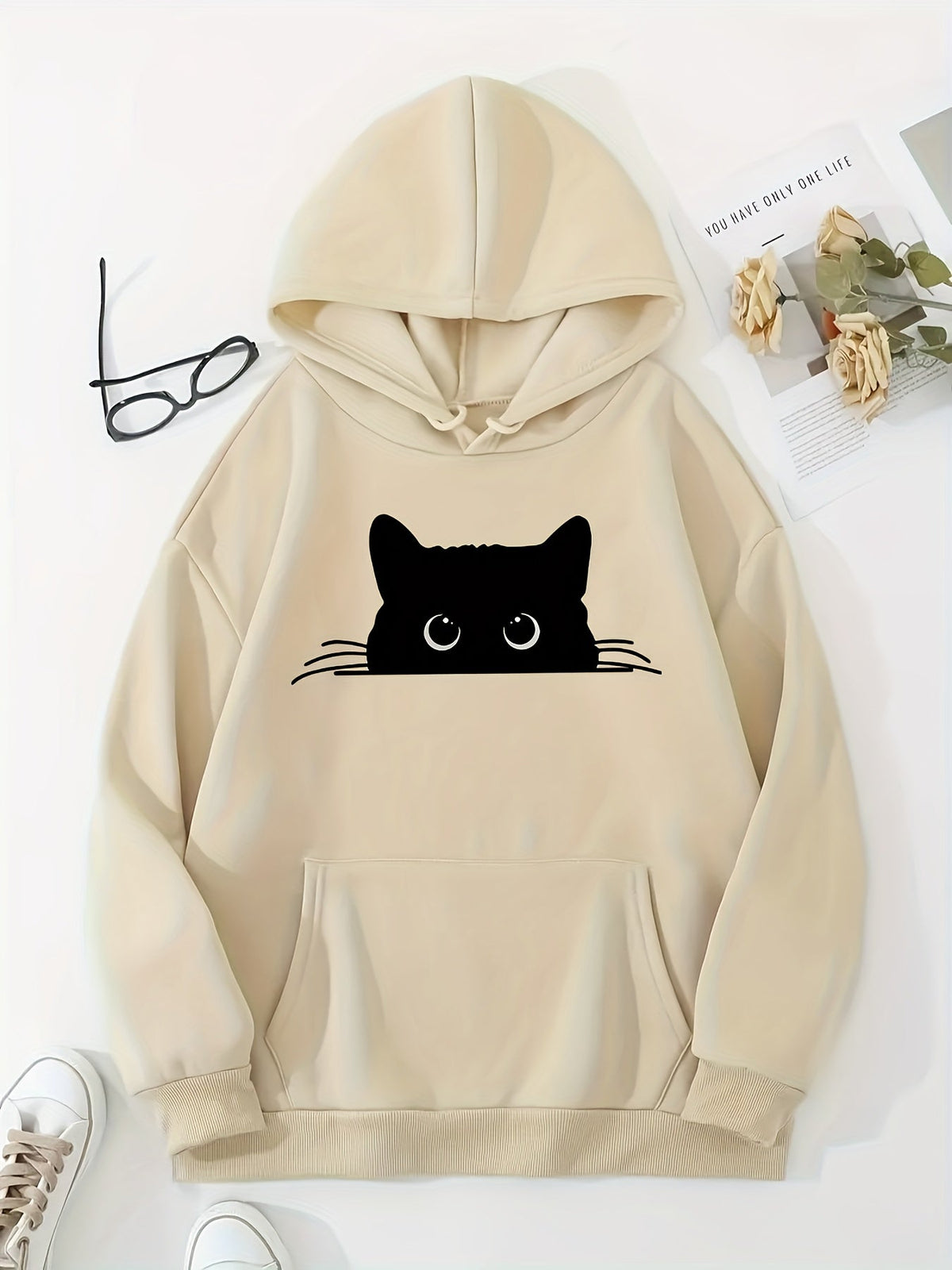 Plush Women's Hoodie Pullover - Oversized Fleece, Casual