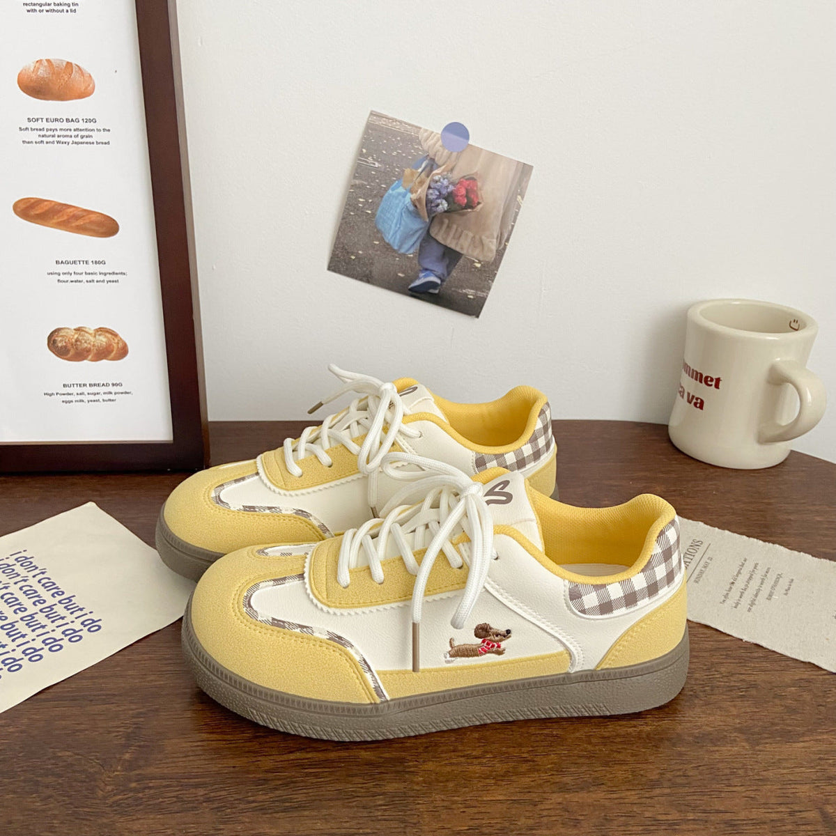 Light women's sneakers - color-blocked, versatile, PU, casual commuting hiking