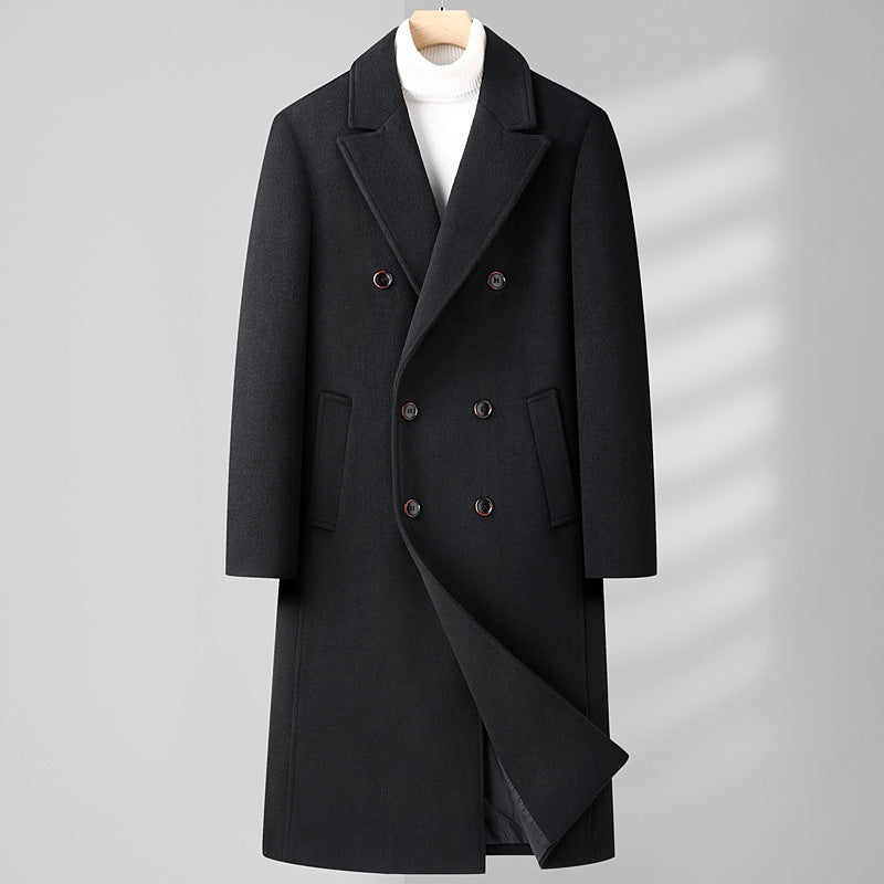 Structured Warm Overknee Wool Coat - Double Breasted, Winter