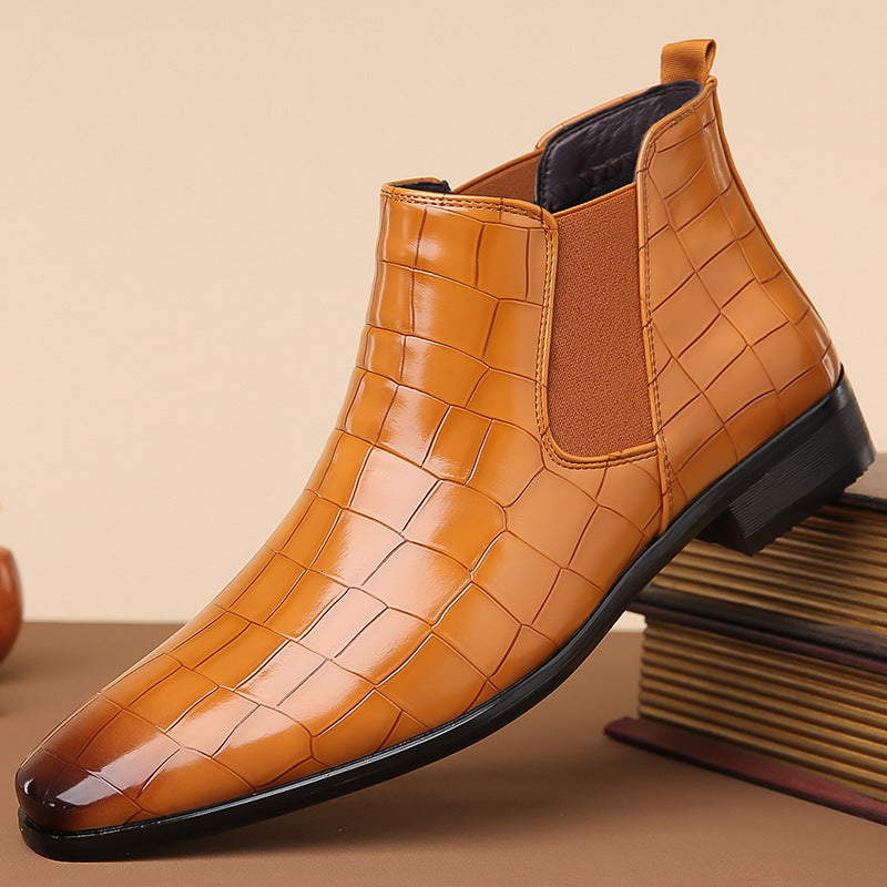 Men's Supportive Chelsea Boots - High Top Croc Leather