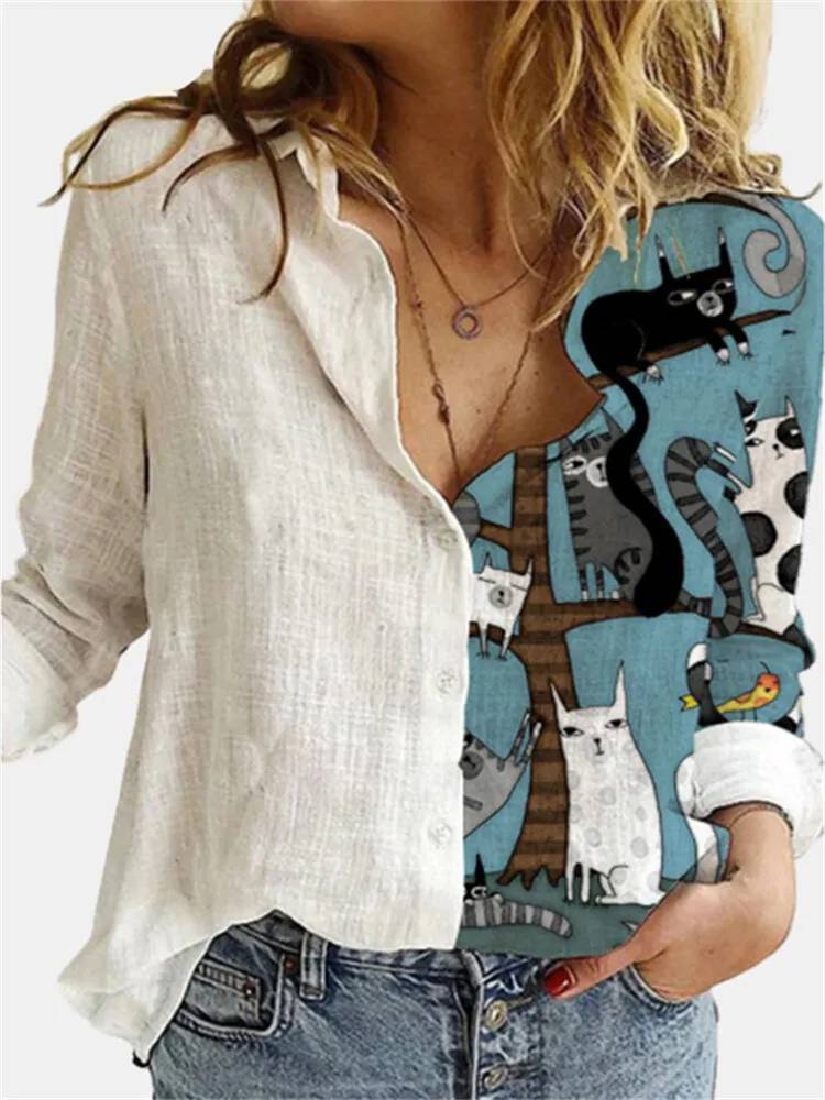 Variant image for Elegant Floral Print Women's Chemise Nightgown with Long Sleeves and Relaxed Fit in White-37