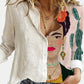 Elegant Floral Print Women's Chemise Nightgown with Long Sleeves and Relaxed Fit in White-1