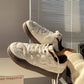 Light women's sneakers - casual campus mid-cut, suede, lamb cashmere lining for daily wear
