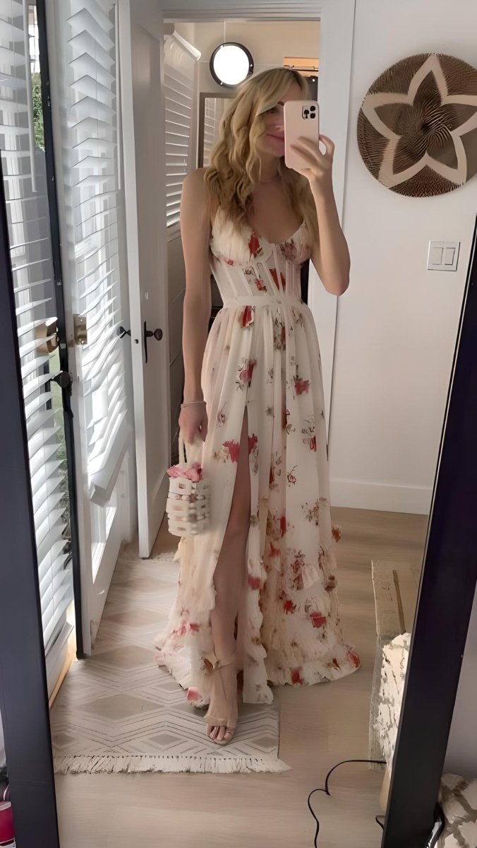 Variant image for Floral Empire Women's Dress, Elegant Fit and Flare Design for Summer and Formal Events, Knee-Length, Comfortable Fabric-1