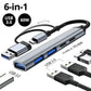 USB C Hub 6 In 1 Multiport Adapter Travel-Friendly 60W PD Plus