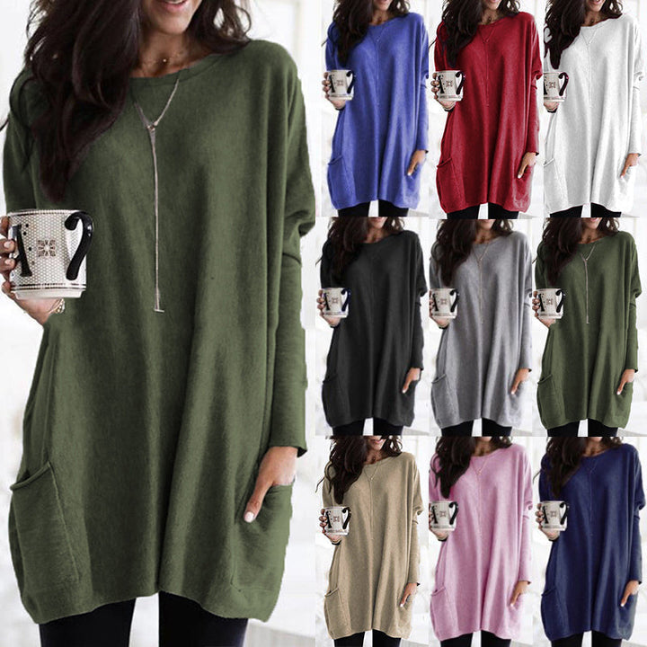Cozy Oversized Women Tunic Pullover - Long Sleeve Knit