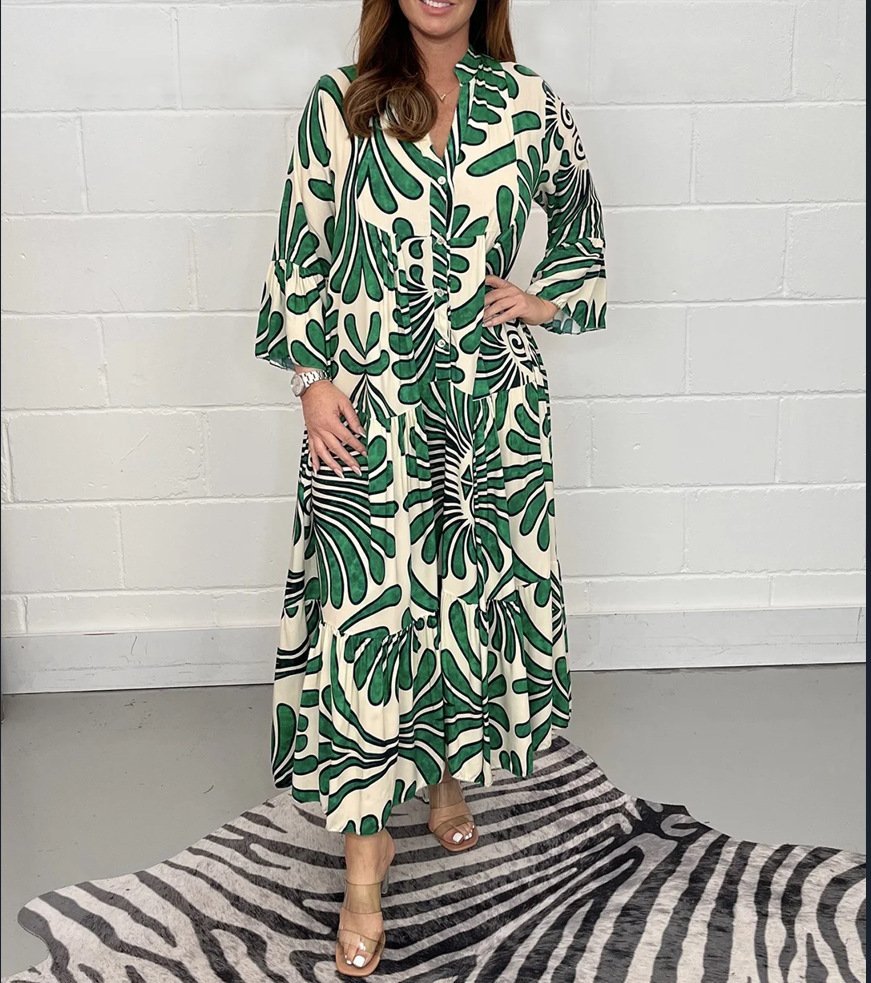 Variant image for Elegant Women's Summer Dress with Graceful Print, Loose Fit, and Knee-Length Design for Garden Parties and Beach Walks-20