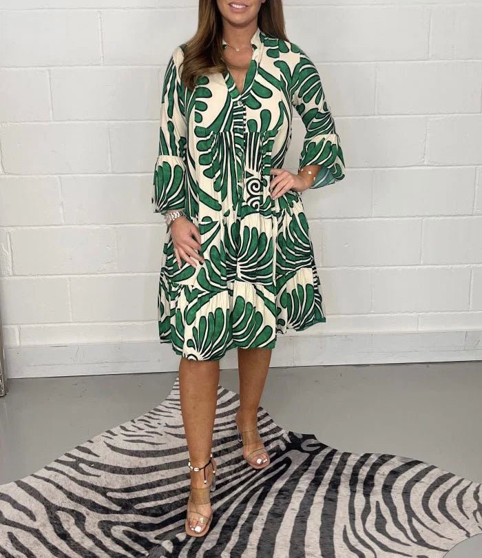Variant image for Elegant Women's Summer Dress with Graceful Print, Loose Fit, and Knee-Length Design for Garden Parties and Beach Walks-3
