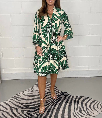 Variant image for Elegant Women's Summer Dress with Graceful Print, Loose Fit, and Knee-Length Design for Garden Parties and Beach Walks-3