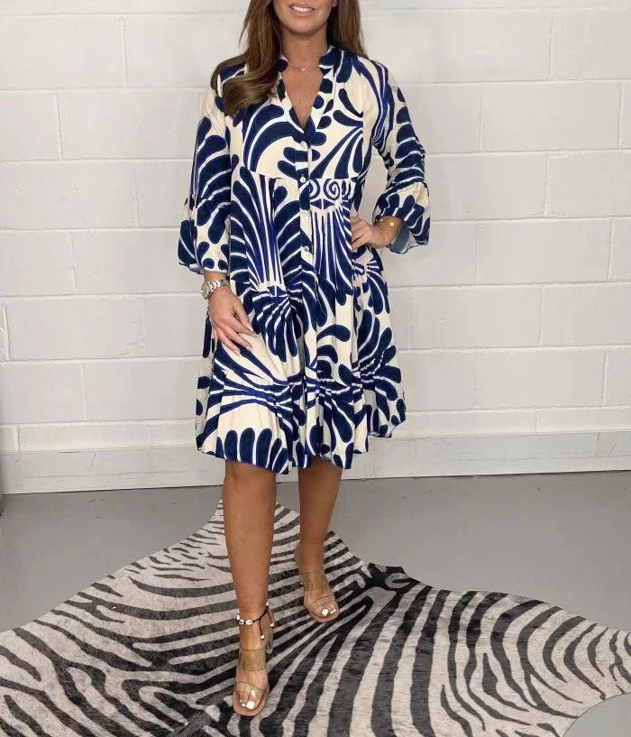 Variant image for Elegant Women's Summer Dress with Graceful Print, Loose Fit, and Knee-Length Design for Garden Parties and Beach Walks-1