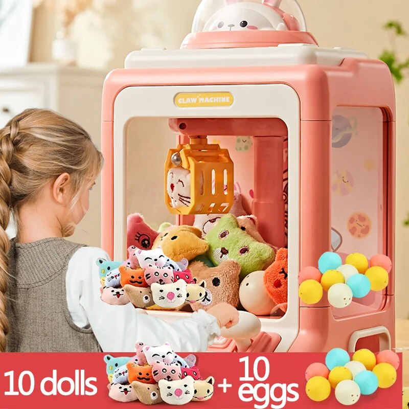 Claw Mini Crane Toy Machine for Kids - Coin Operated Plush Grabber Game with Lights & Music