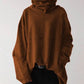 Women Oversized Turtleneck Sweatshirt - Funnel Neck, Cotton