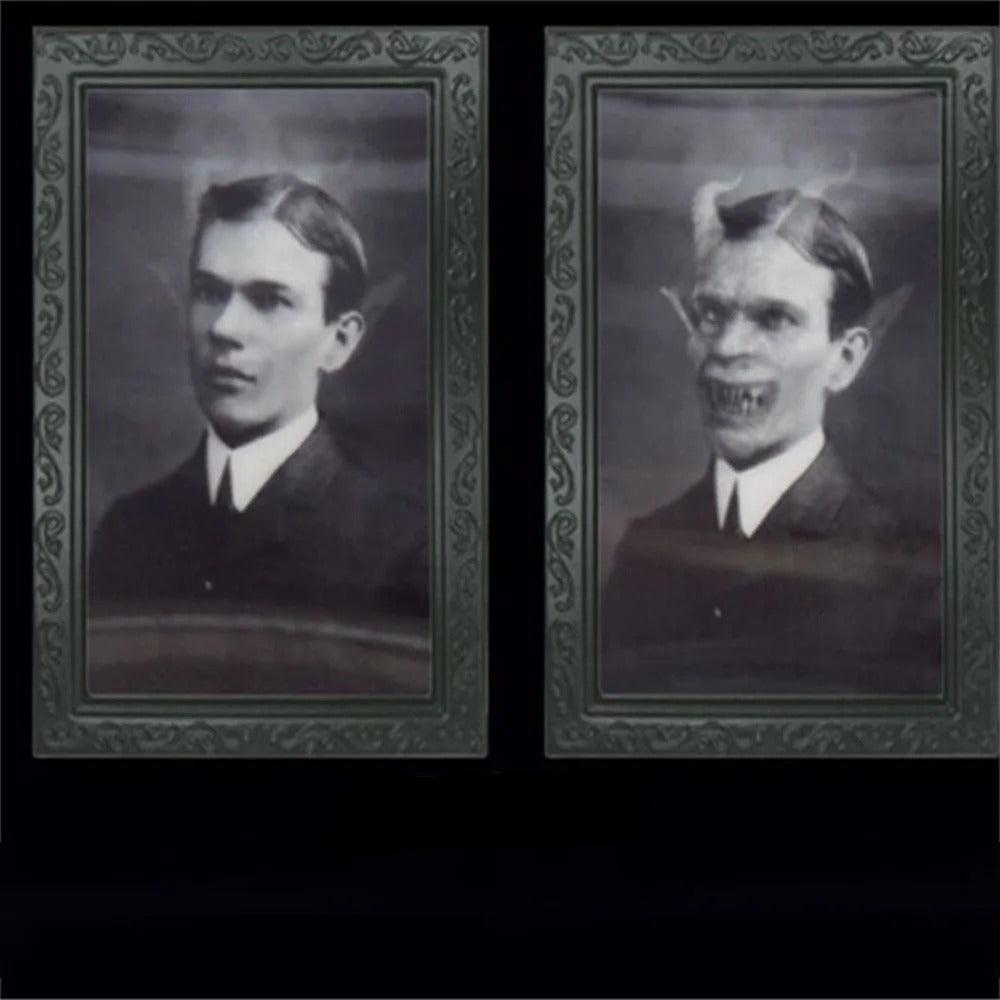 Spooky Ghost 3D Changing Face Moving Picture Frame - Halloween Wall Decor for Haunted Parties and Household Decoration