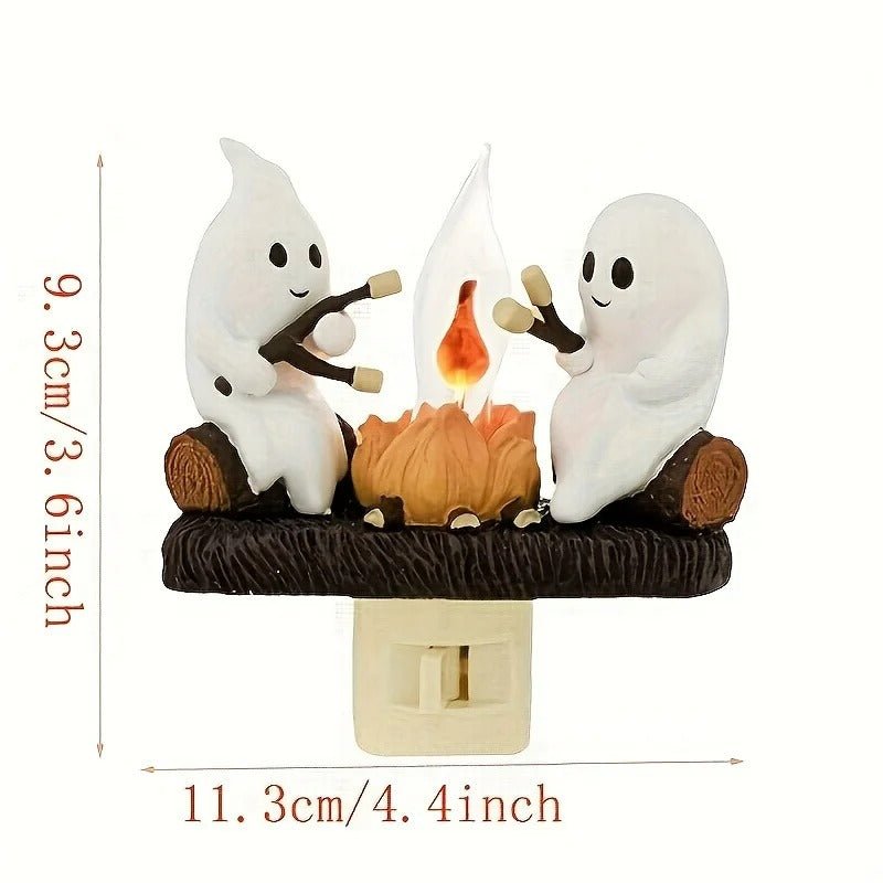 Campfire Ghostly Night Light - Flickering LED Halloween Decor for Spooky Ambiance in Bedrooms and Living Rooms
