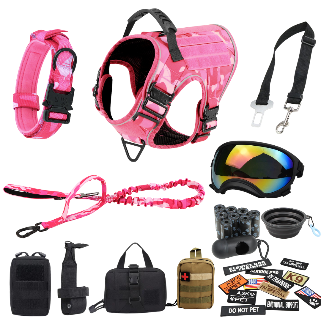 Tactical2025 Edition Dog Harness System All-In-One Training Bundle No-Pull Harness MOLLE Pouches Travel Water Bowl Holiday