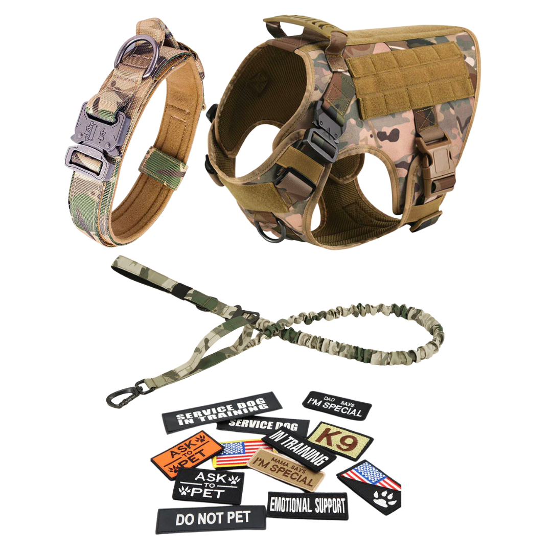 Tactical Dog Harness No-Pull With Front And Back D-Rings Fast-Release Buckles Top Handle Heavy-Duty Training