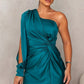 Elegant Black Satin Dress with Flattering Cut for Women's Cocktail and Formal Occasions-2