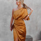 Variant image for Elegant One-Shoulder Women's Dress - Asymmetrical Black Cocktail Dress for Formal Events and Casual Outings-17
