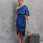 Elegant One-Shoulder Women's Dress - Asymmetrical Black Cocktail Dress for Formal Events and Casual Outings-2