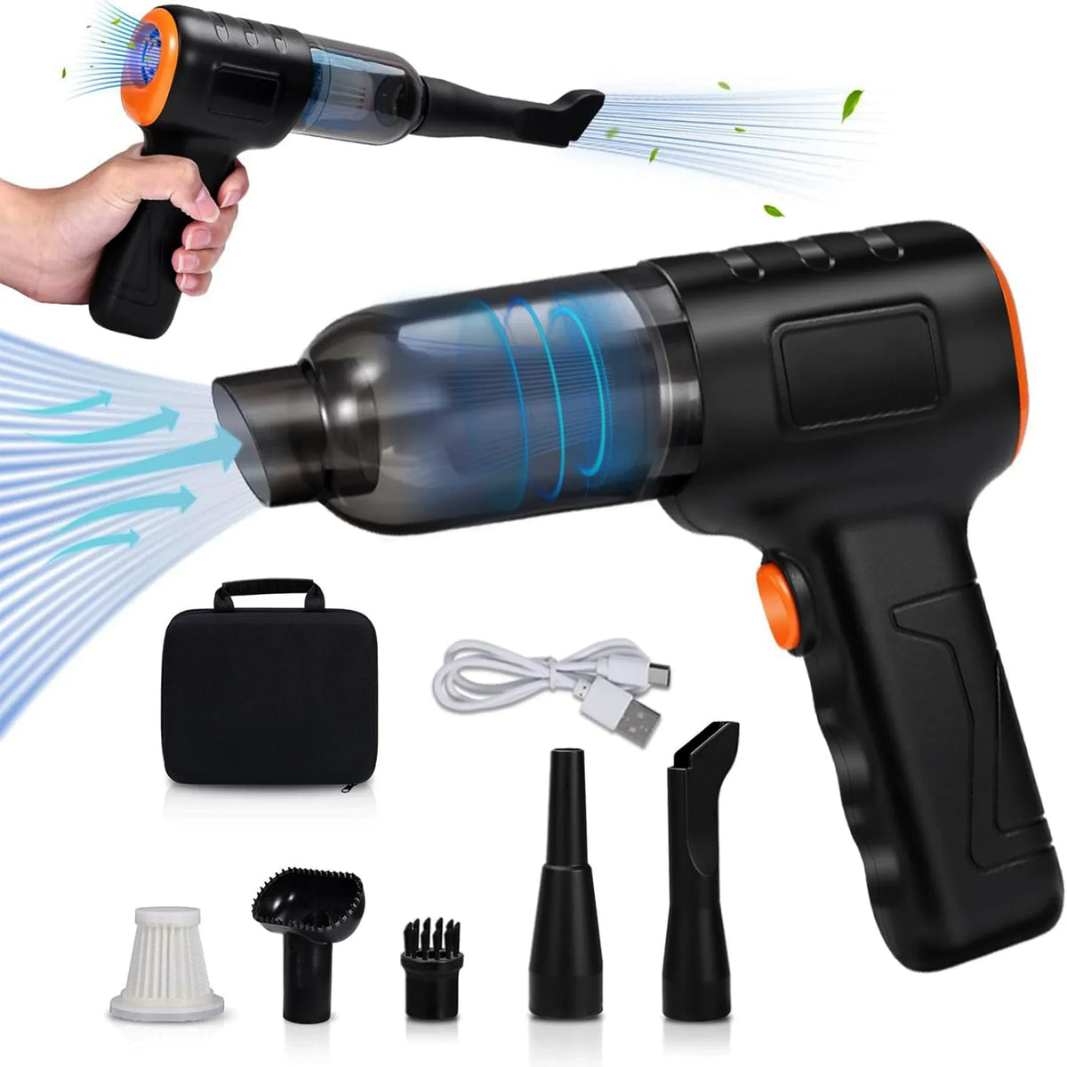 Cordless Car Vacuum Cleaner Hand-Held Travel-Friendly Strong Suction
