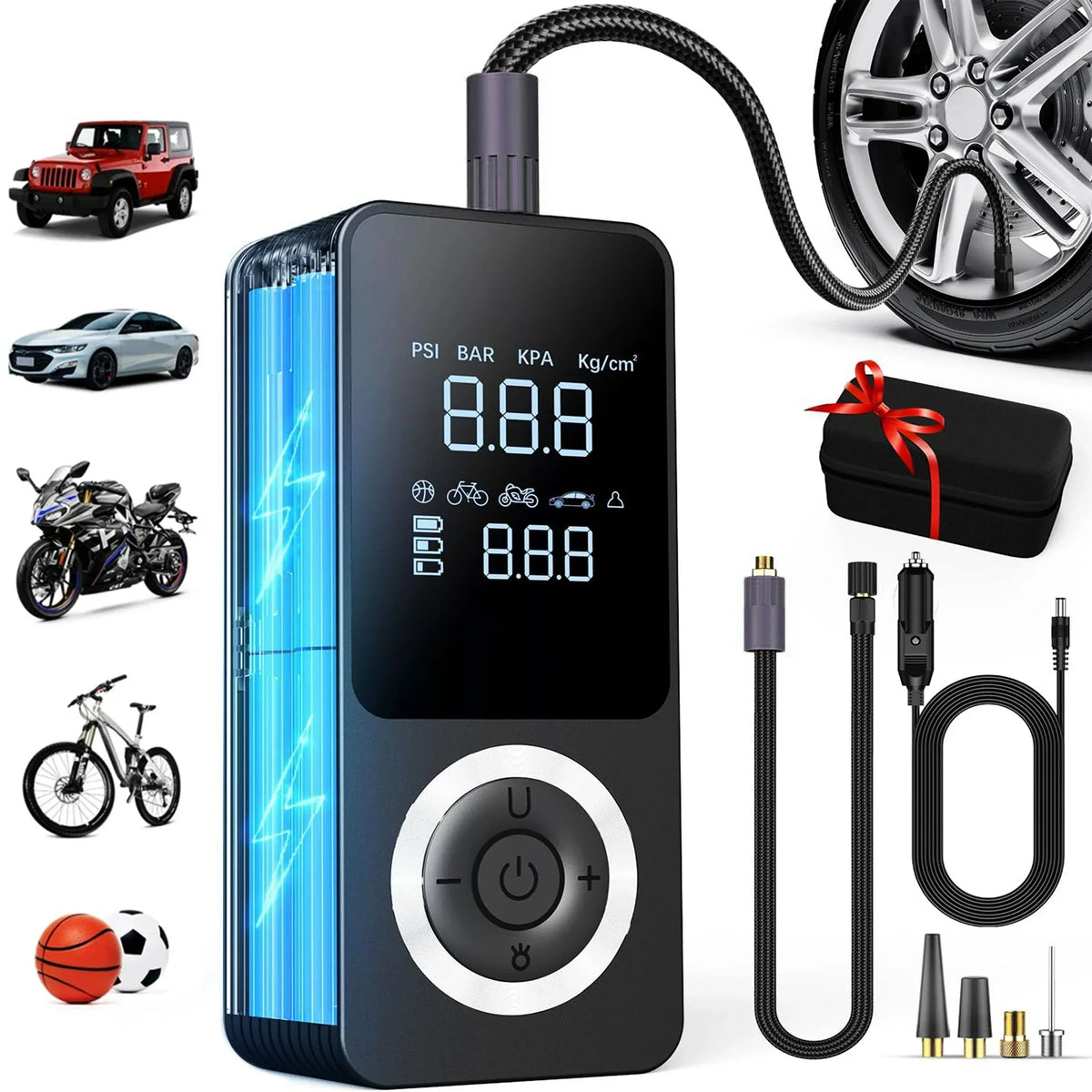 Tire Inflator Travel-Friendly Digital Pump With Auto Shutoff