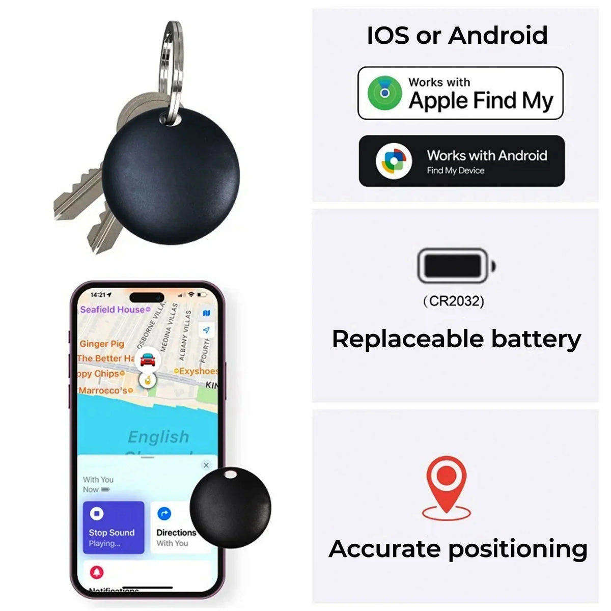 GPS Airtag Tracker Travel-Friendly Iphone Android No Subscription