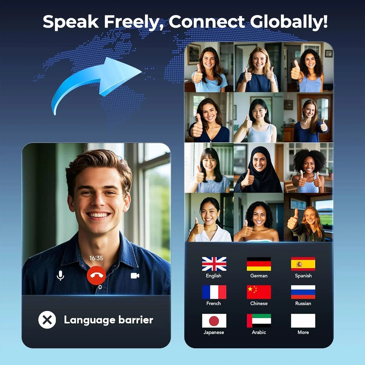 Translation AI Earbuds Real Time 144 Languages, Clear Calls