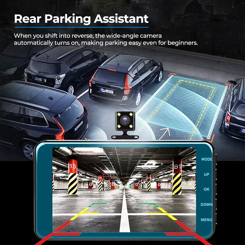 Dual UHD Dash Cam With Night Vision And Parking Monitor
