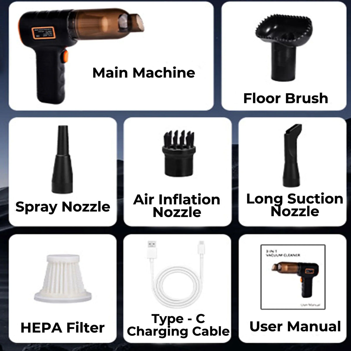 Cordless Car Vacuum Cleaner Hand-Held Travel-Friendly Strong Suction