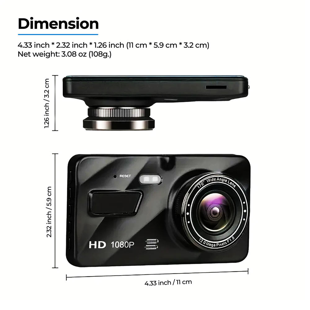 Dual UHD Dash Cam With Night Vision And Parking Monitor