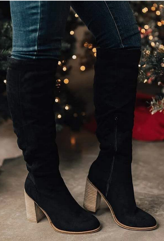 Supportive Women’s Knee Boots - Suede Slouchy, Regular