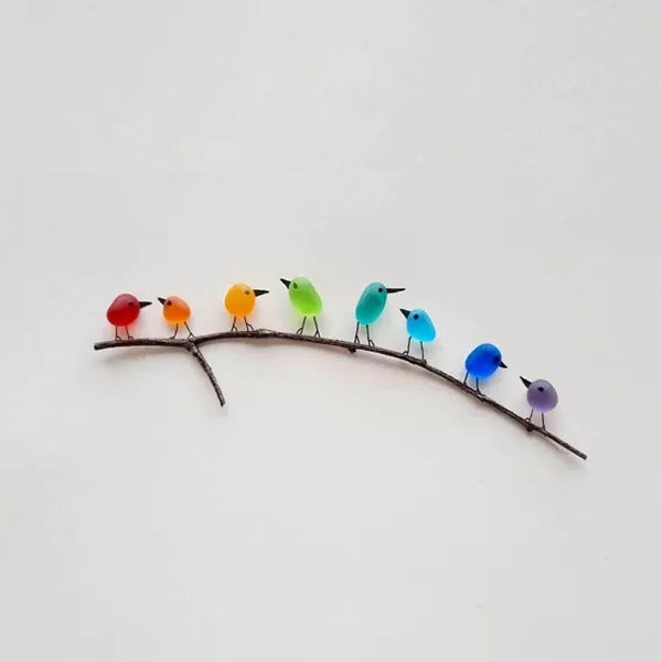 Decor Coastal Wall Art Sea Glass Birds Handmade Ecofriendly Seaside Birds Wall Sculpture Summer 2025 Gift