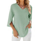 Variant image for Lightweight V-Neck Women's Blouse, Relaxed Fit Casual Summer Top in Breathable Polyester-21